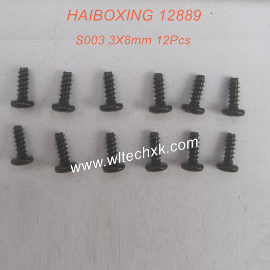 S003 HAIBOXING 12889 Parts Round Head Self Tapping Screw 3X8 12Pcs-1(1)