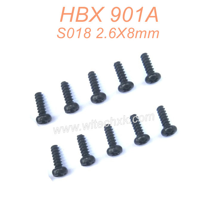 S018 Round Head Self Tapping Screw 2.6X8mm Parts For HAIBOXING 901A
