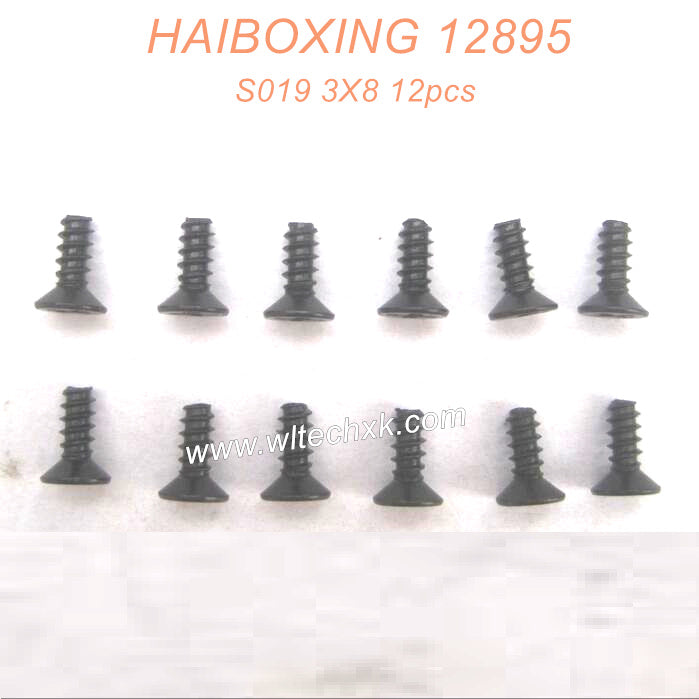 S019-HAIBOXING 12889 Parts Countersunk Self Tapping Screw 3X8 12pcs-2