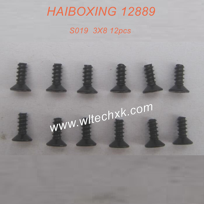 S019-HAIBOXING 12889 Parts Countersunk Self Tapping Screw 3X8 12pcs-2(1)