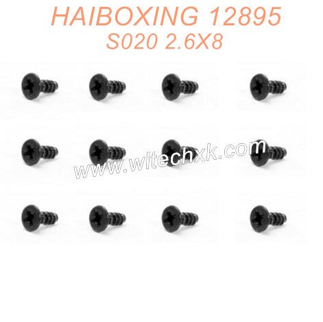 S020-HAIBOXING 12889 Parts Countersunk Self Tapping Screw 2.6X8