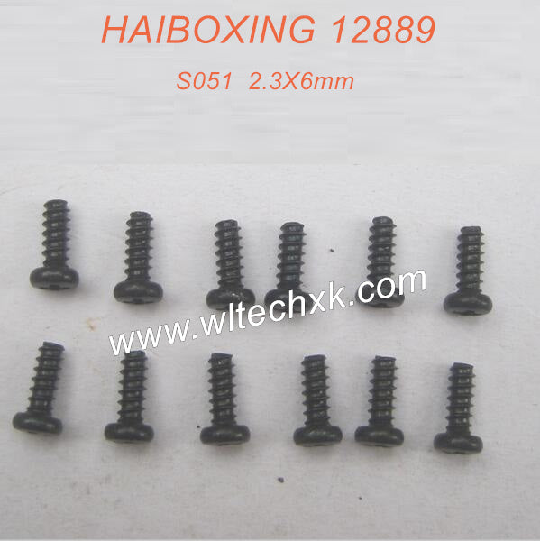 S051-HAIBOXING 12889 RC Car Parts Round Head Self Tapping Screw 2.3X6mm-2(1)