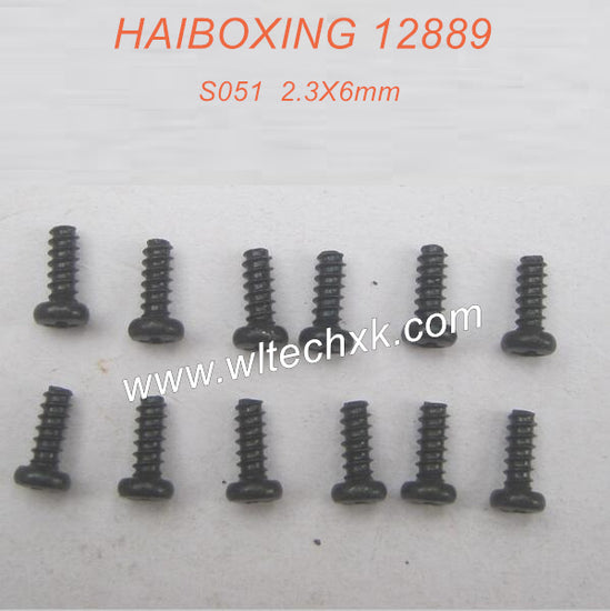 S051-HAIBOXING 12889 RC Car Parts Round Head Self Tapping Screw 2.3X6mm-2(1)