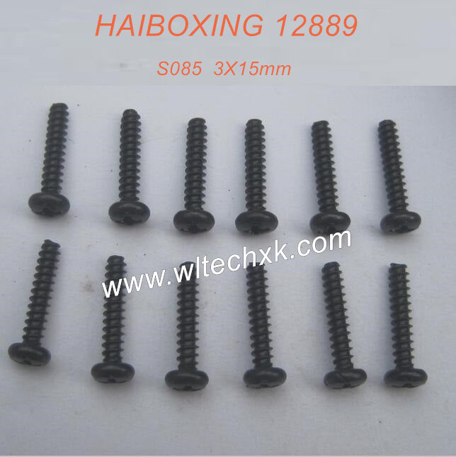 S085-HAIBOXING 12889 RC Car Parts Round Head Self Tapping 3X15mm-2(1)