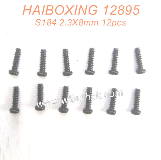 S184-HAIBOXING 12889 Parts Round Head Self Tapping Screw 2.3X8mm 12pcs-2