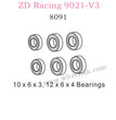 ZD Racing 9021-V3 Parts 10x6x3 12x6x4 Bearings 8091