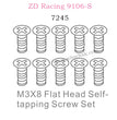ZD Racing 9106S Parts M3X8 Flat Head Self-tapping Screw Set 7245