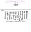 ZD Racing 9116-V2 Parts Complete Screw Set 8108