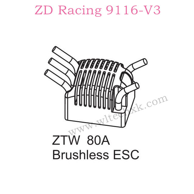 ZD Racing 9116-V3 Parts 80A Brushless ESC 8268
