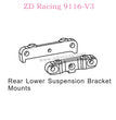 ZD Racing 9116-V3 Parts Rear Lower Suspension Bracket Mounts 8137