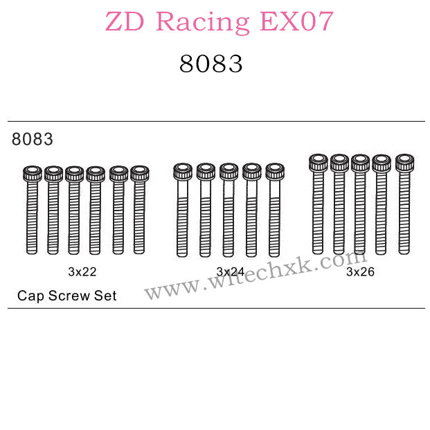 ZD Racing EX07 Parts Cap Screw Set 8083